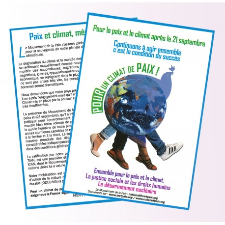 Lot de 100 tracts «Pour un Climat de Paix»