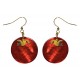 Boucles d'oreille nacre rouge et or