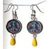 Boucles d'oreille médaillons bleu-jaune