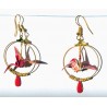 Boucles d'oreille pacifistes (grue et goutte rose)