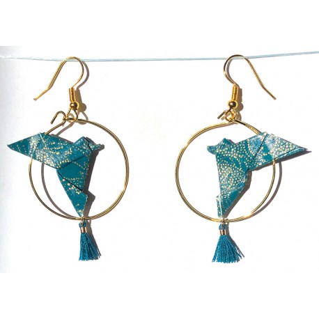 Boucles d'oreille pacifistes (grue bleue)