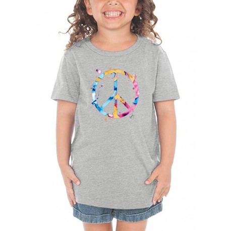 Tee-shirt enfant "Peace en aquarelle fushia"